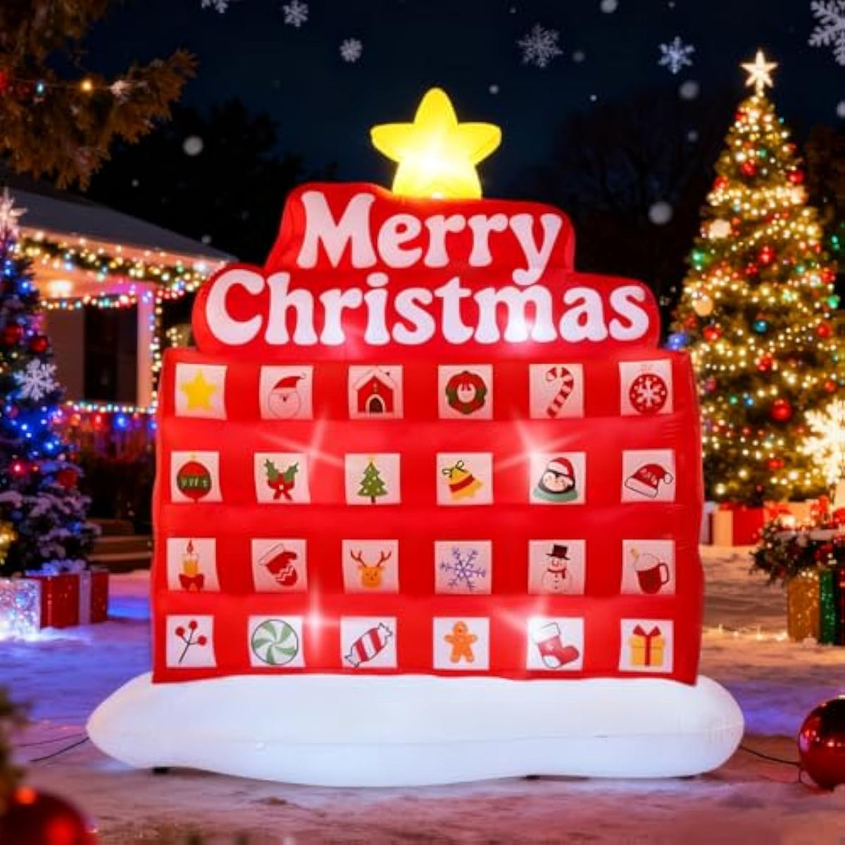 7Ft Christmas Inflatable Decoration, Countdown Inflatable Outdoor Decoration With Daily Surprise, Blow Up Xmas Decor Wit