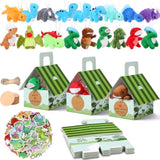 88 Pcs Dinosaur Party Favors For Boys And Girls Includes 18 Sets Mini Stuffed Animals Plush Keychains Gift Box House Stickers Adopt A Dinosaur Party Favor For Birthday Supplies