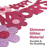 Mother's Day Decorations Banner - Happy Mothers Day Decor Sign with 3D Flower Garland Glitter, Pre-strung Hanging Bunting Banner for Mom Party Supplies, Home Wall Mantle Decor, Best Mom Ever Photo Backdrop, Rose Red