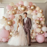 Pink Beige Balloon Garland Arch Kit,Pastel Pink Beige Nude White Champagne Gold Balloon Garland Kit For Girls Women Birthday Baby Bridal Shower Engagement Wedding Party Decorations