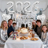 32in Silver 2026 Number Balloons Happy New Year Foil Party Decorations
