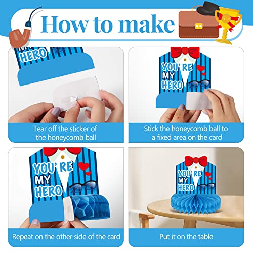 12PCS Father's Day Honeycomb Centerpieces Dad's Day Tables Decorations Honeycomb Balls Happy Fathers Day Themed Party Supplies for Dad's Birthday Family Home Party Decor Favor for Photo Backdrop