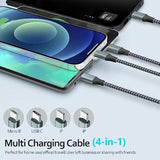 Multi Charging Cable 6Ft 2Pack Multi Charger Cable 4 In 1 Universal Multiple U