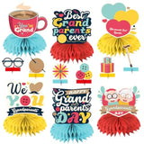 12Pcs Grandparents Day Decorations Honeycomb Centerpieces, Happy Grandparents Day Decorations For Table, Happy Grandparents Day Table Decorations Grandma And Grandpa Party Supplies Centerpieces