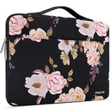 MOSISO 360 Protective Laptop Sleeve Compatible with MacBook Air 13 inch M2 A2681 M1 A2337 A2179 A1932 2023-2018/Pro M2 M1 A2338 A2251 A2289 A2159 A1989 A1706 A1708, Peony Bag with Belt, Black
