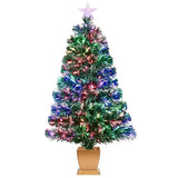 3Ft Green Fiber Optic Christmas Tree,Pre-Lit Artificial Mini Christmas Tree, Tabletop Small Xmas Tree With Stars Holiday Home Decorations