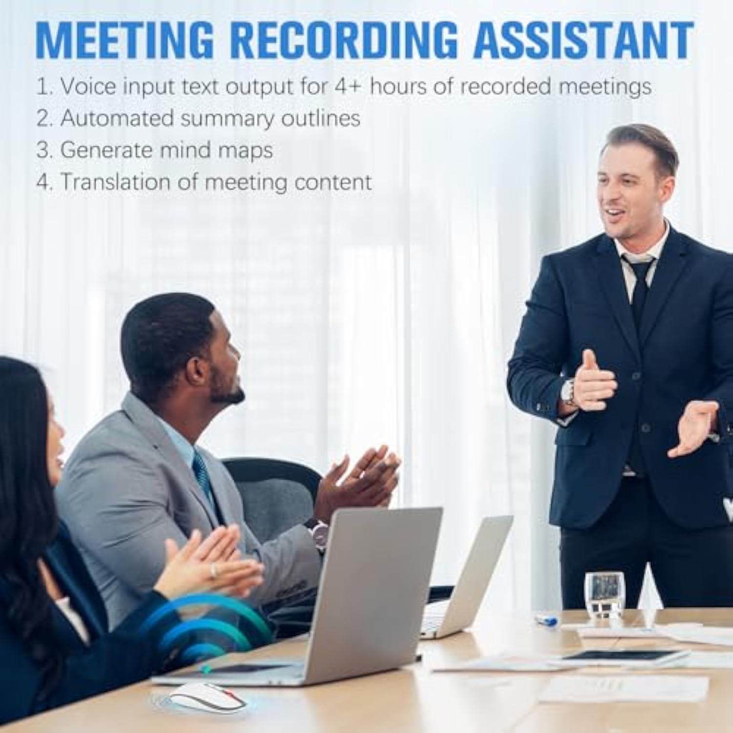 2025 AI Mouse, AI Voice & Audio Recorder, AI Real-Time Transcription, Translation & Summarization, Ergonomic Presenter Laser Pointer Remote, for Office Remote Work High-Performance Device