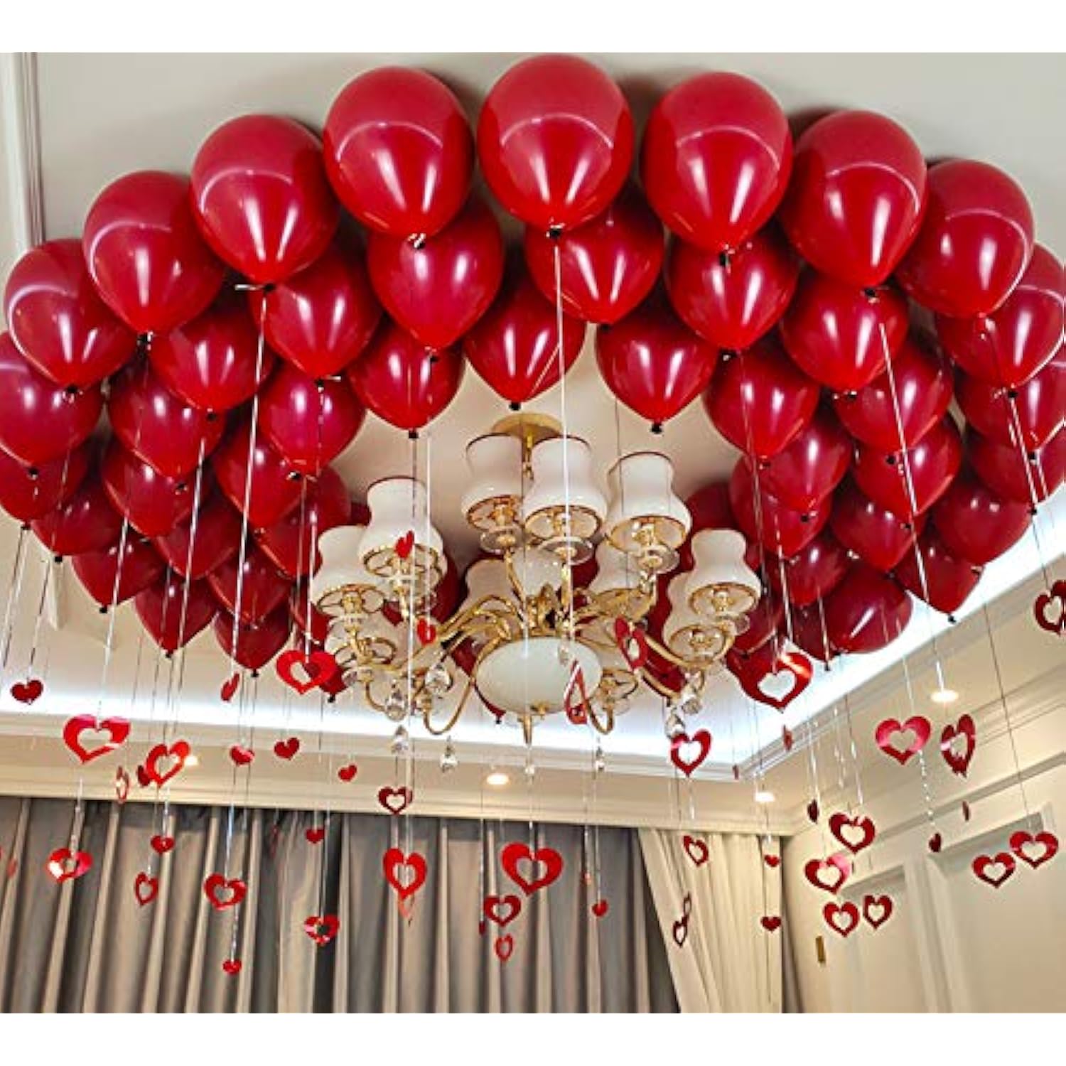 50Pcs 10Inch Red Ruby Latex Balloons, Red Round Thick Ruby Double Late