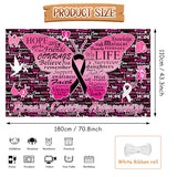 Breast Cancer Awareness Backdrop Banner Caring for Women's Health Pink Butterfiy Ribbon Hope Faith Strength Courage Sign for The People Care About Women 70.8 x 43.3 inch