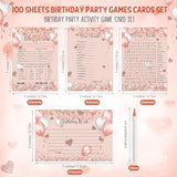 100 Pcs Who Knows The Birthday Girl Best Cards With 20 Pre Pointed Pencils Set For 20 Guests, Girls Birthday Night Game Ideas, Girls Her Sleepover Party Supplies, 4 Activities(Balloon)