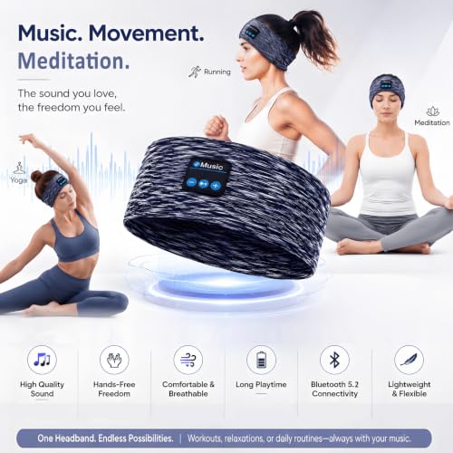 Bluetooth Headphones, Sleep Headphones Headband Wireless For Sleeping Side Sleepers - Adjustable Sleep Headphone, And Bluetooth Headbands For Women Men(Grey)