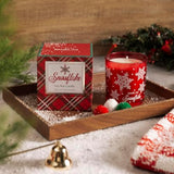 Christmas Scented Candle - 6Oz Soy Wax Candle, Snowflake, Infused With Frosty Snow & Pine Aroma - Scottish Plaid Red And Green Gift Box For Holiday Season Gift