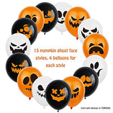 60Pcs Halloween Balloons - 12" Latex Pumpkins & Ghost Faces, 15 Styles for Party Decor