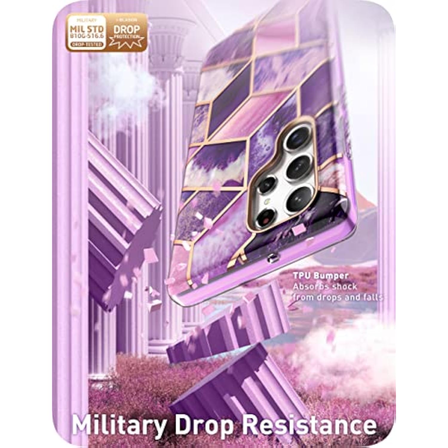 i-Blason Glitter Case for Samsung Galaxy S22 Ultra (6.8 Inch) 5G Mobile Phone Case Bumper Case 360 Degree Protective Case Glossy Cover [Cosmo] with Integrated Screen Protector 2022 Edition (Purple)