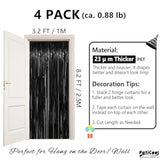 4-Pack Thick Black Tinsel Backdrop 3.2 x 8.2ft Foil Fringe Streamers