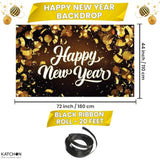Happy New Year 2026 Extra Large Banner 72x44in Party Backdrop
