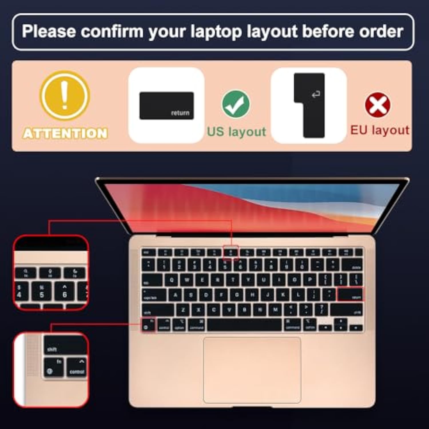 Silicone Keyboard Cover Skin For Macbook Air 13.3 Inch A2337 M1 Released In No