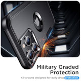 For Iphone 15 Pro Max Case,With [Belt Clip Holster] [Screen & Camera Protector][360°Rotating Kickstand] Anti-Drop,Shockproof,Heavy Duty Protection,Black