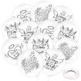 12Pcs White Funeral Memorial Balloons,Remembrance To Release In Sky For Happy Heavenly Birthday Anniversary Death In Memory Of Life Latex Balloon Funeral Party Decorations Supplies Favors Personalized