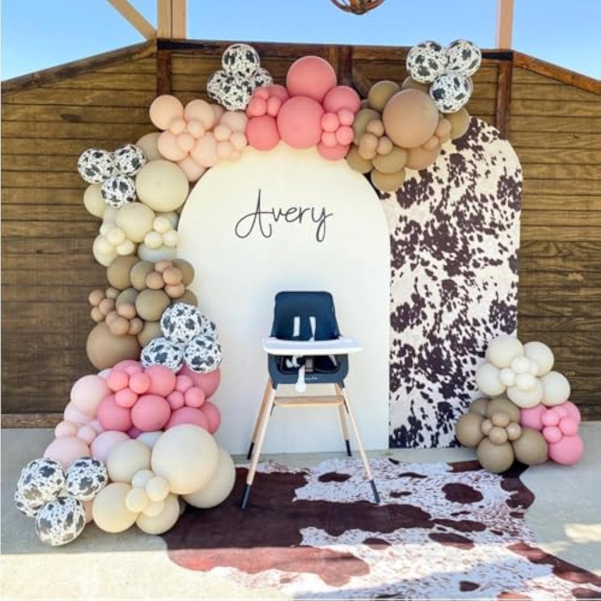 153pcs Dusty Pink Cow Balloon Garland Kit for Baby Shower, Birthday & Western Party