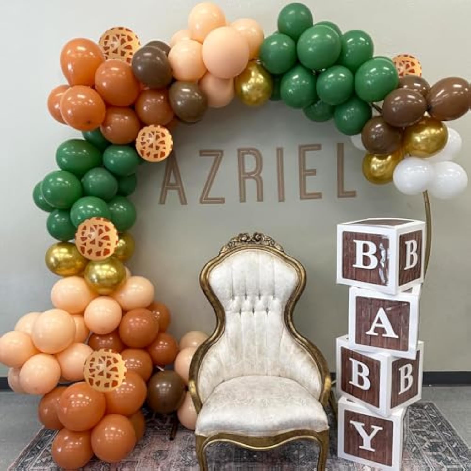 Green Brown Balloons 60 Pcs Jungle Safari Sage Green Brown Gold Cream Balloons Retro Khaki Avocado Apricot Balloon For Boys Giraffe Woodland Animal Baby Shower Birthday Party Decorations