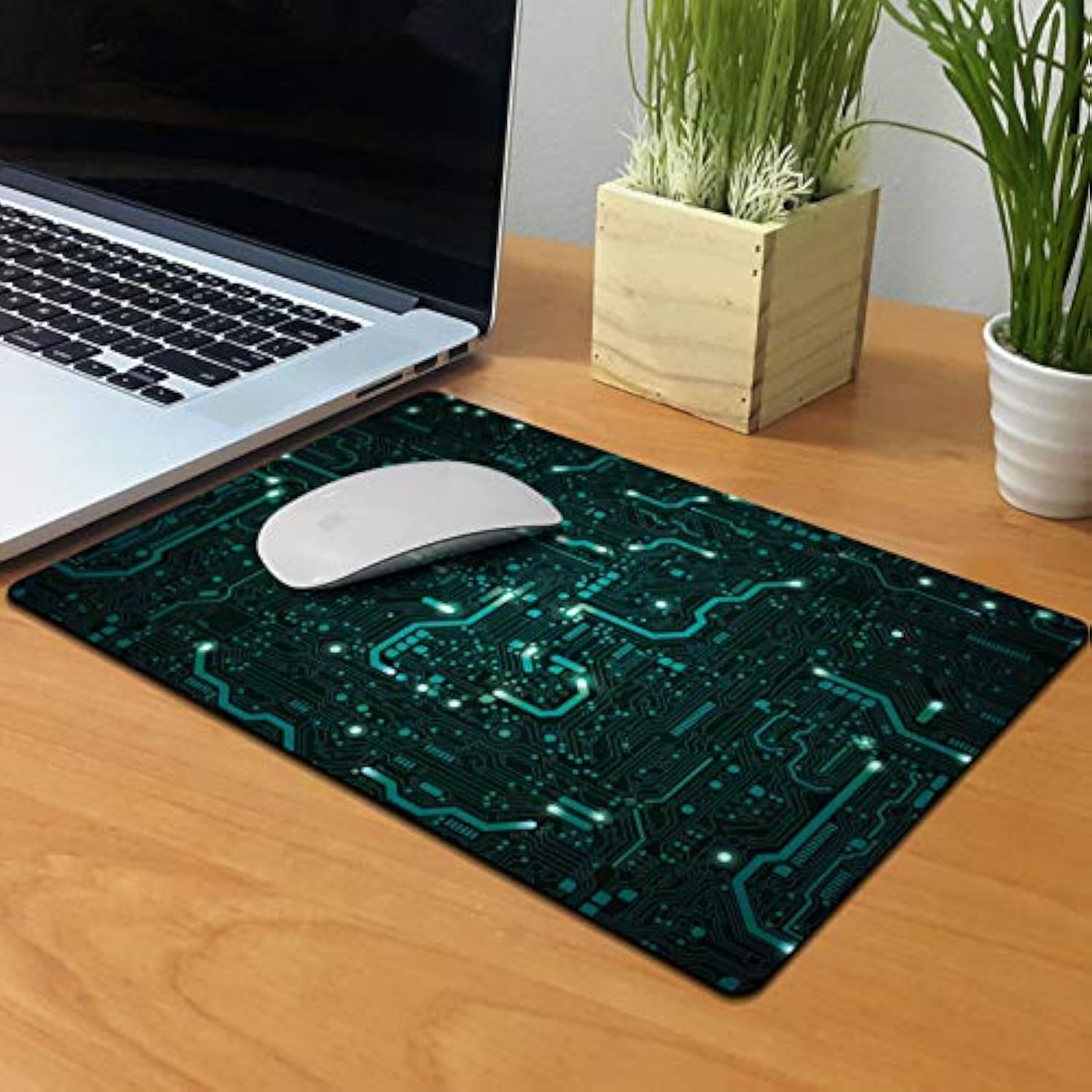 Extra Large (X-Large) Size Non-Slip Rectangle Mousepad, Green Circuit Board Mouse Pad For Home, Office And Gaming Desk