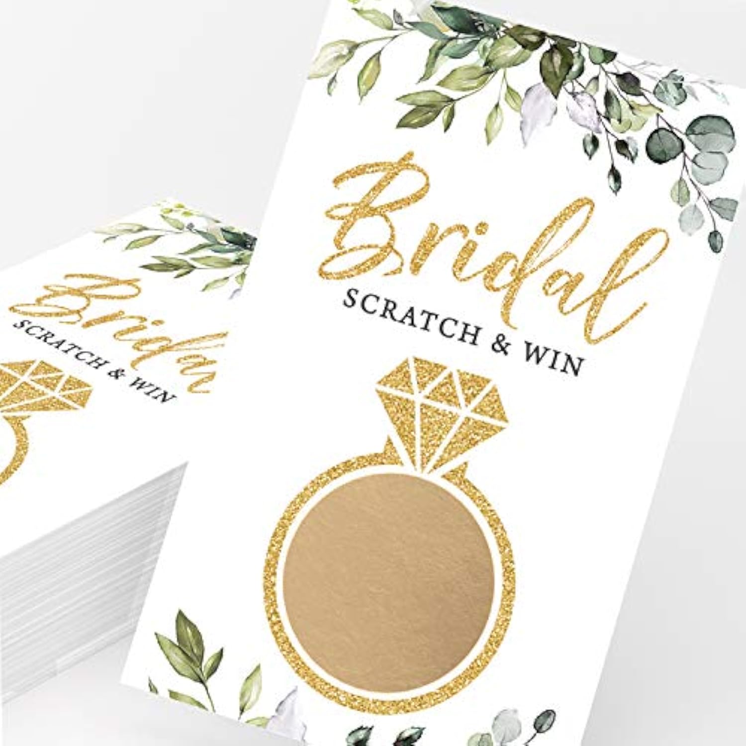 Bridal Shower Games – Scratch Off Raffle Cards, Fun Wedding Shower Game, Botanical Eucalyptus Theme, 30 Cards & Stickers