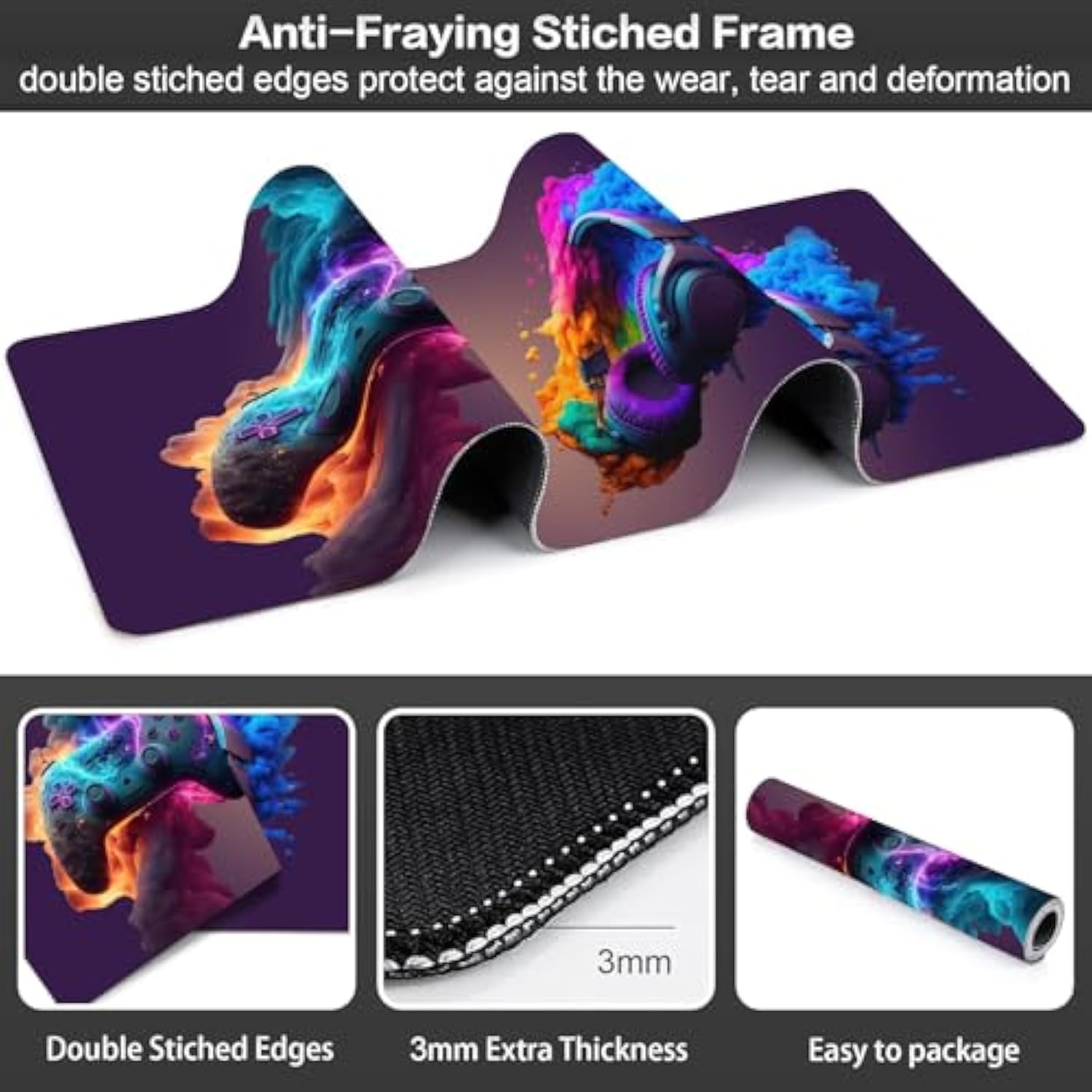 Large Mouse Pad, Gaming Mouse Pad, Laptop Desk Mat Easy Gliding Mousepad With Stitched Edges, Non-Slip Rubber Base Mouse Pads For Desk, Office And Home (31.5” X 11.8”) -Game Consoles