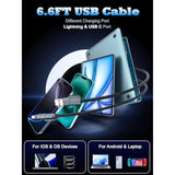 4 In 1 Charging Cable 6.6Ft, Usb A/C To Usb C/L, Chubby 240W Fast Charge Cord For Multiple Devices, Multi Charging Cables For Iphone 16, Ipad, Macbook, Samsung, Switch (Black)