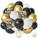 50pcs Black Gold White Balloons 12in Confetti Latex Party Decorations