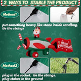 10.5Ft Christmas Inflatables Santa On Airplane With Rotating Propeller & Led Lights, Blow Up Outdoor Indoor Decor For Ch