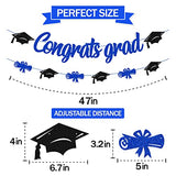 Congrats Grad Banner Class of 2026 Cap Diploma Themed Graduation Party Supplies for High School College Senior 2026 Celebratory Decorations (Blue)