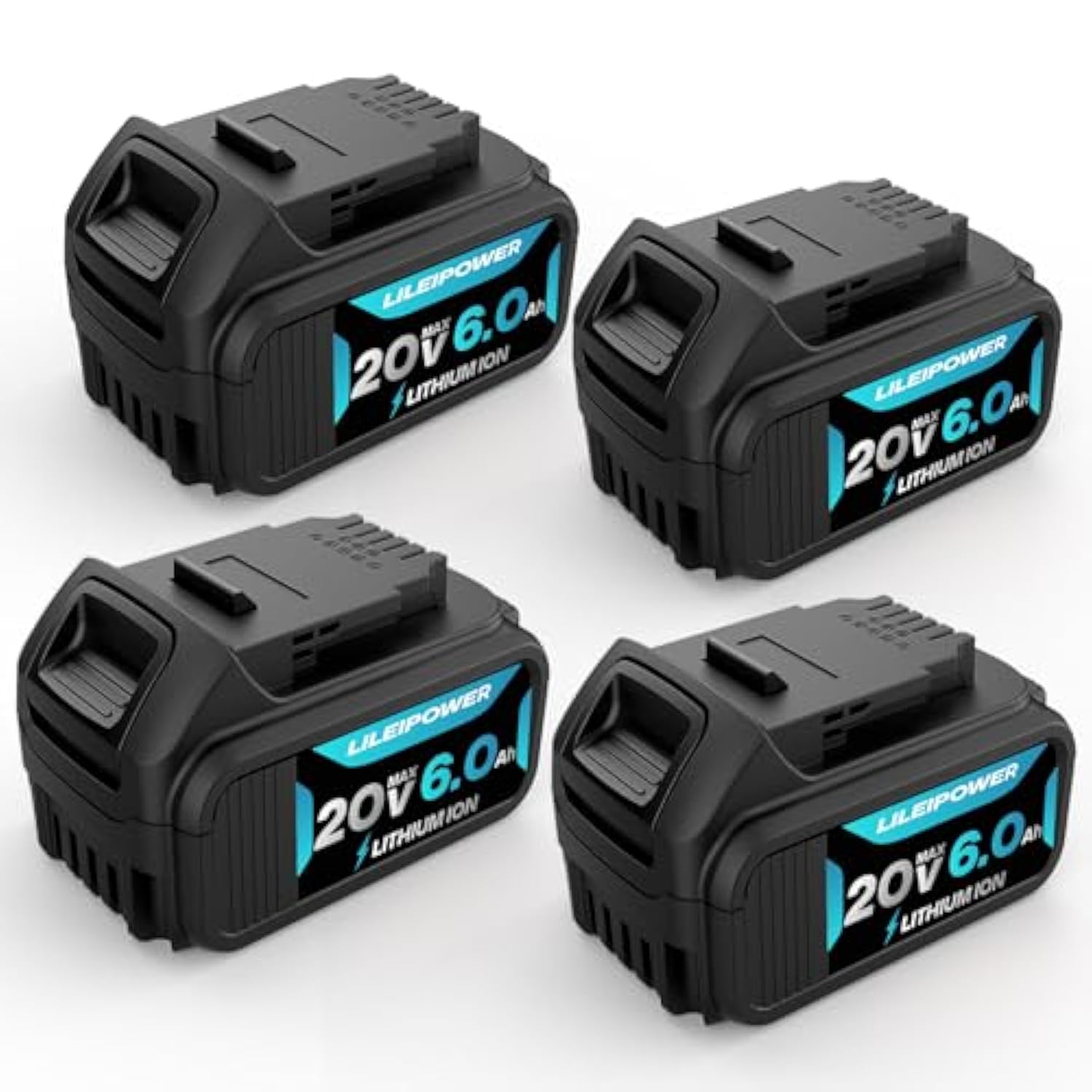 4-Pack 6Ah Replacement Battery for Dewalt 20V Max Lithium Cordless Tools