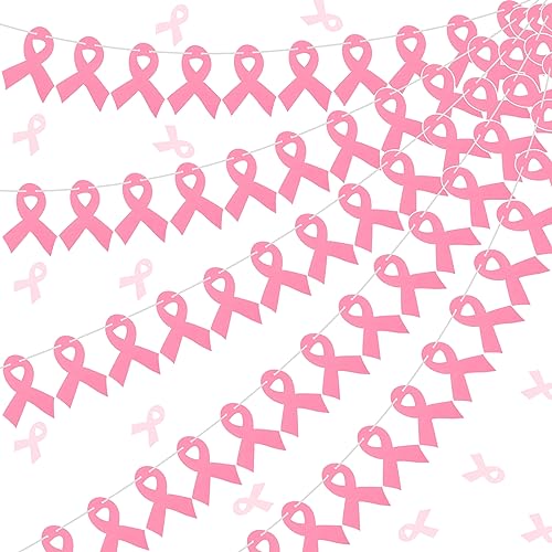 5 Pcs Breast Cancer Awareness Pink Ribbon Banner
