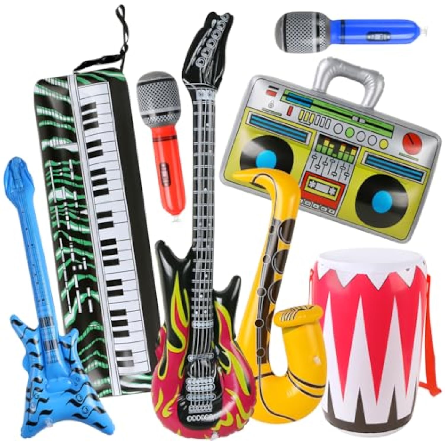 8-Pack Inflatable Rock Star Toy Set Musical Props for Party Decorations