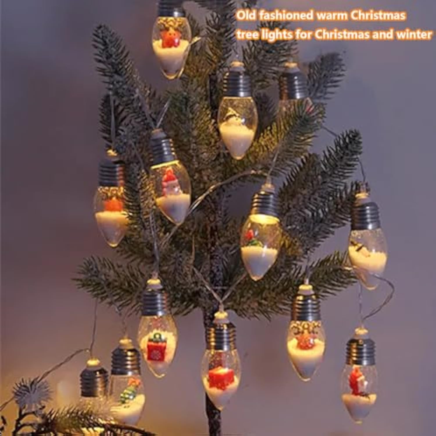 Christmas Lights Indoor 6.8Ft Christmas Snow Globe Lights 10 Led Fairy Lights With Remote Timer, Battery Powered String