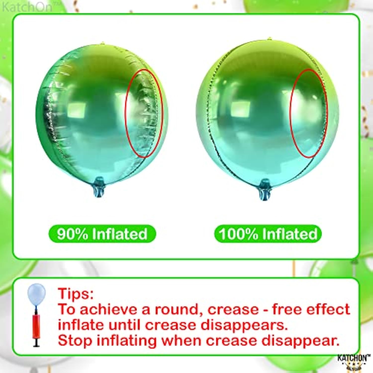 , Big Gradient Green Mylar Balloons - 22 Inch, Pack Of 6 | Xtralarge Metallic Green Balloons For Tropical Party Decorations, Birthday Decoration, Halloween Decorations