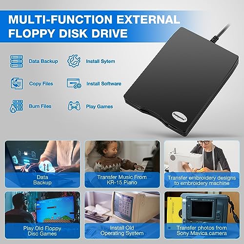 Floppy Disk Reader 3.5 Inch Usb Floppy Disk Drive External 3 1/2 Floppy Disc Reader Portable Floppy Diskette Drive Usb C For Pc Laptop Notebook Computer With Windows 11/10(Plane Texture, 3.5 Inch)
