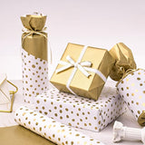 Reversible Gift Wrap 17"x33' – Gold Print & Polka Dots for Any Occasion