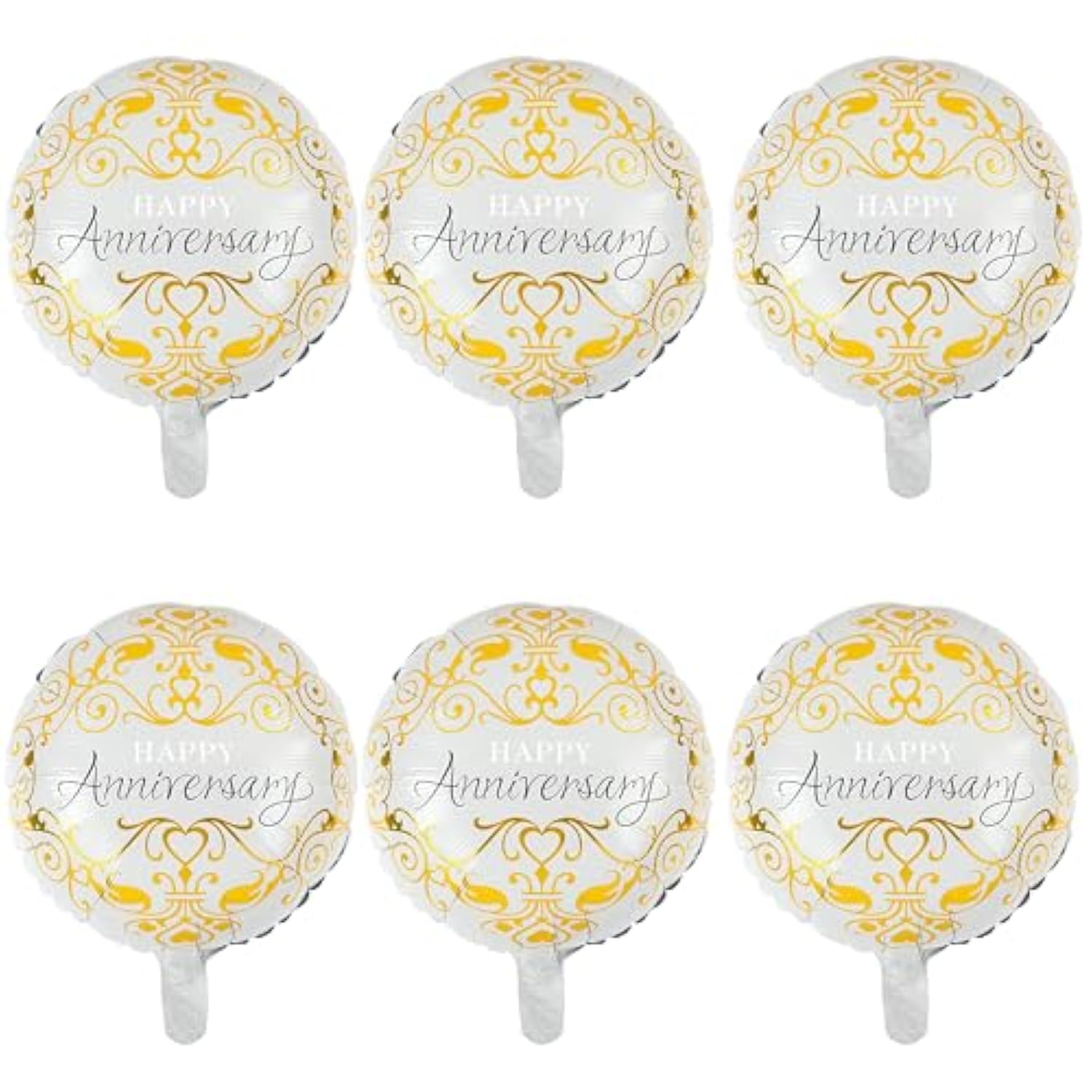 6 Pack Anniversary Round Foil Balloons 18 Inch Party Decorations