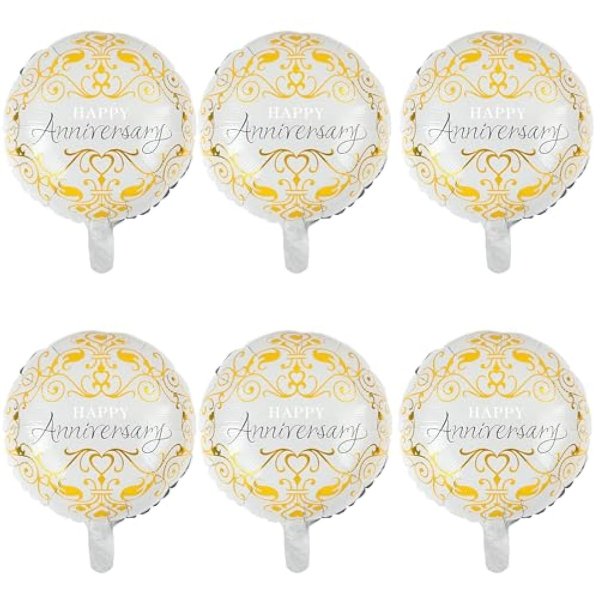 6 Pack Anniversary Round Foil Balloons 18 Inch Party Decorations