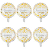 6 Pack Anniversary Round Foil Balloons 18 Inch Party Decorations