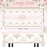 3 Pcs Rose Gold Pink Floral Happy Birthday Tablecloths 108x54 Inch