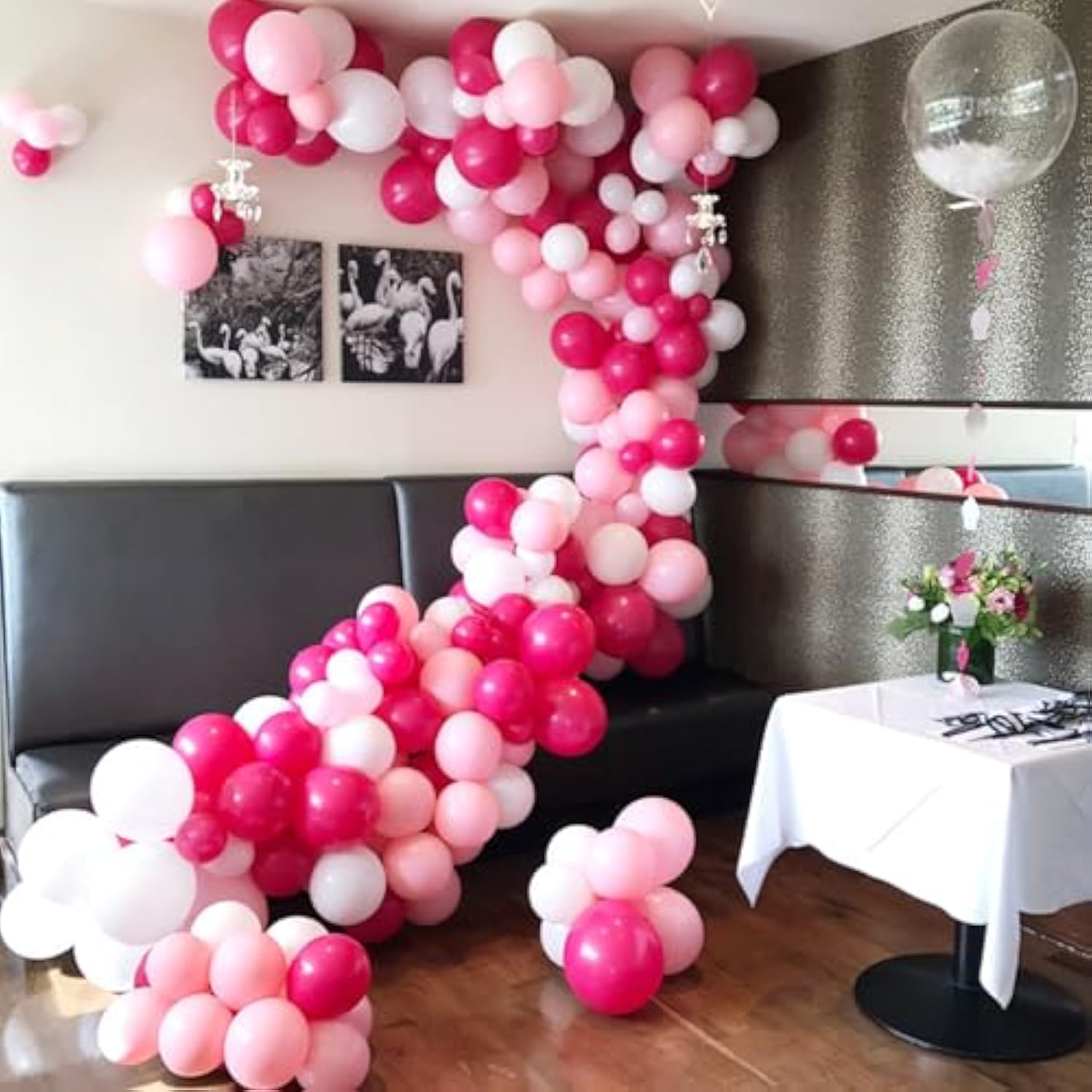 Hot Pink Balloons Set, 60 Pcs 12 Inch Hot Pink Latex Balloons, Hot Pin