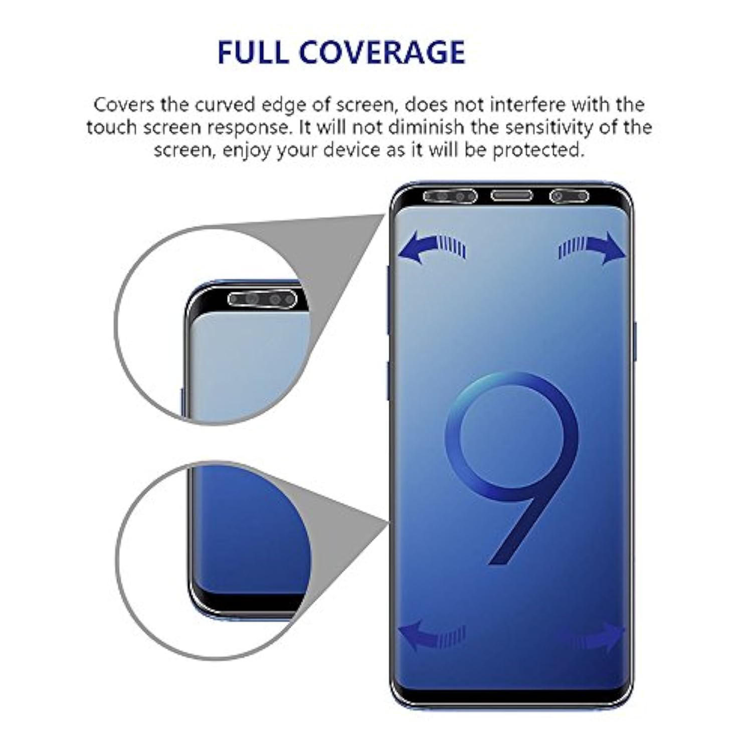 Galaxy S9 Plus Screen Protector Privacy 2-Way Anti Spy (2 Pack) Curve Fit Soft Film (Not Tempered Glass) For Samsung S9+ With 1-Pack Back Skin Protector