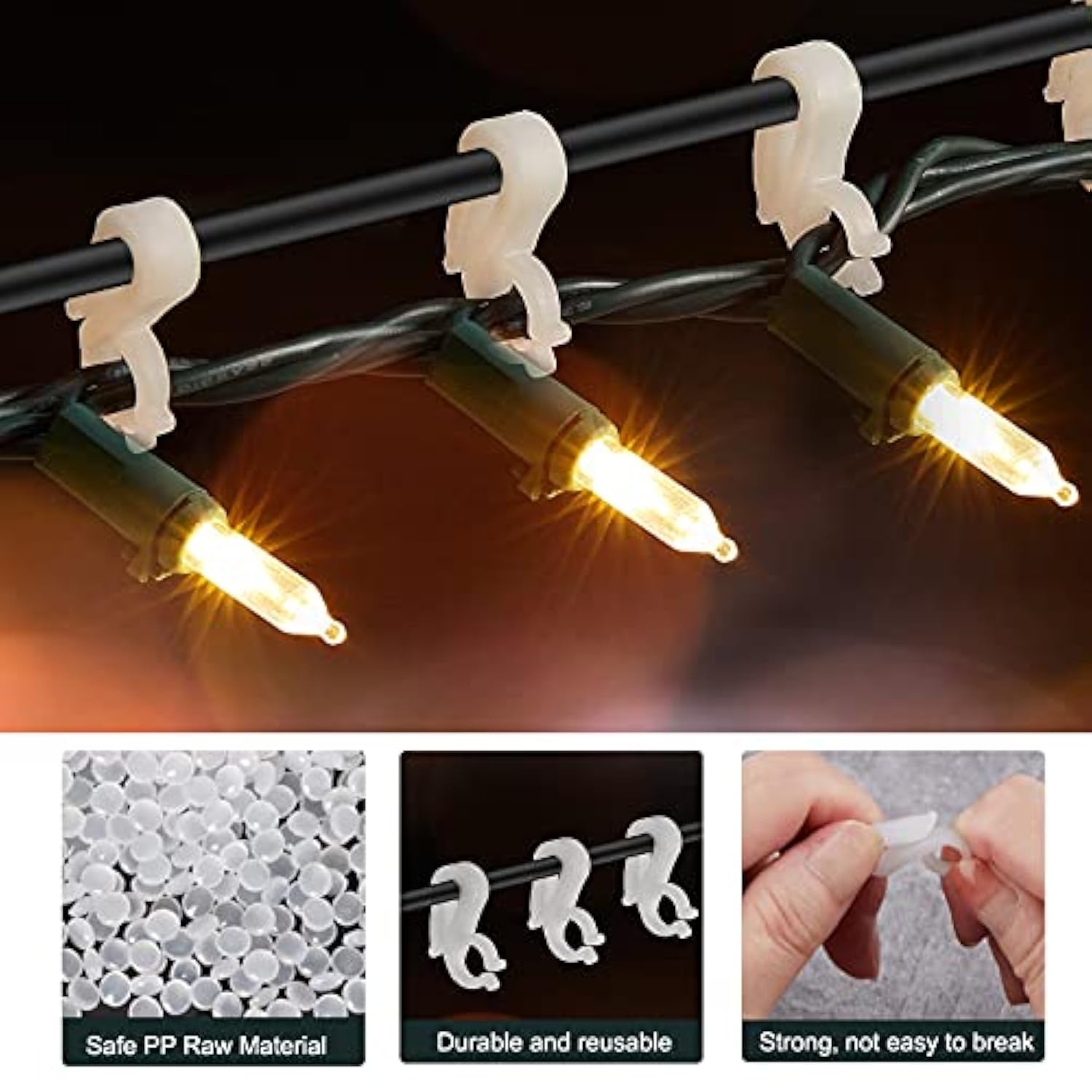Christmas Light Clips Outdoor, 400 Pack Mini Gutter & Shingle Clips For Hanging C9 C7 Christmas String Lights, Roofline, House, Yard, Eaves, Holiday Decorations