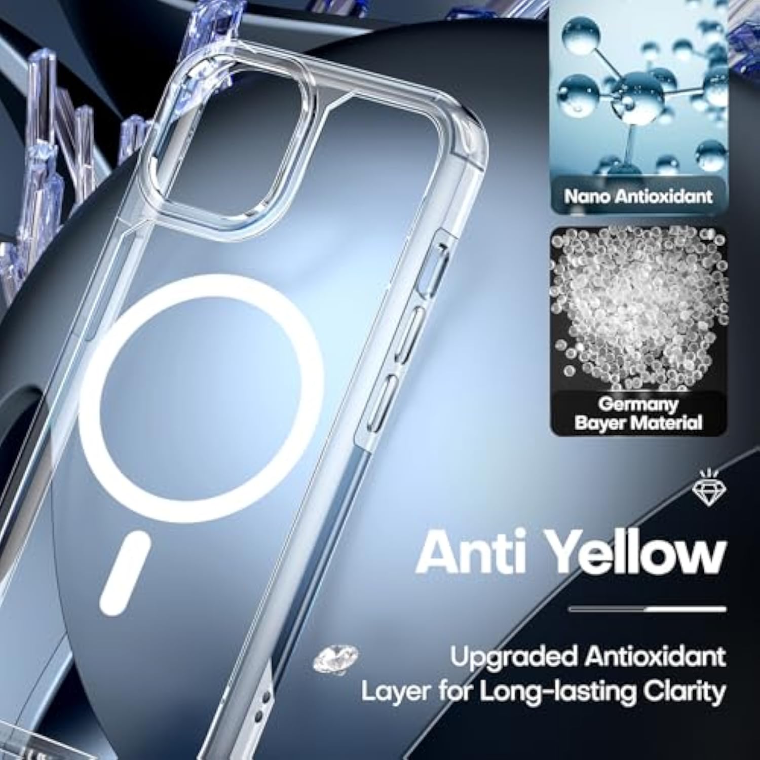 3 In 1 Magnetic For Iphone 14 Case Clear, [Compatible With Magsafe] With 2X Screen Protectors, -Grade Drop Protection Shockproof Slim 14 Cover 6.1 Inch