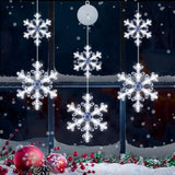 [Timer] Christmas Window Decorations, 3 Pack Snowflake Christmas Window Lights With Suction Cup, Hanging Led Battery Ope