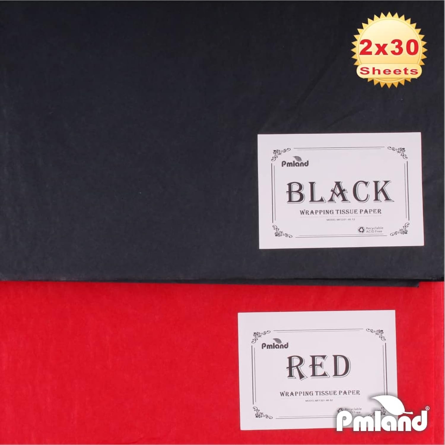 Gift Wrapping Tissue Paper - Black And Red - 20 Inches X 26 Inches 60 Sheets