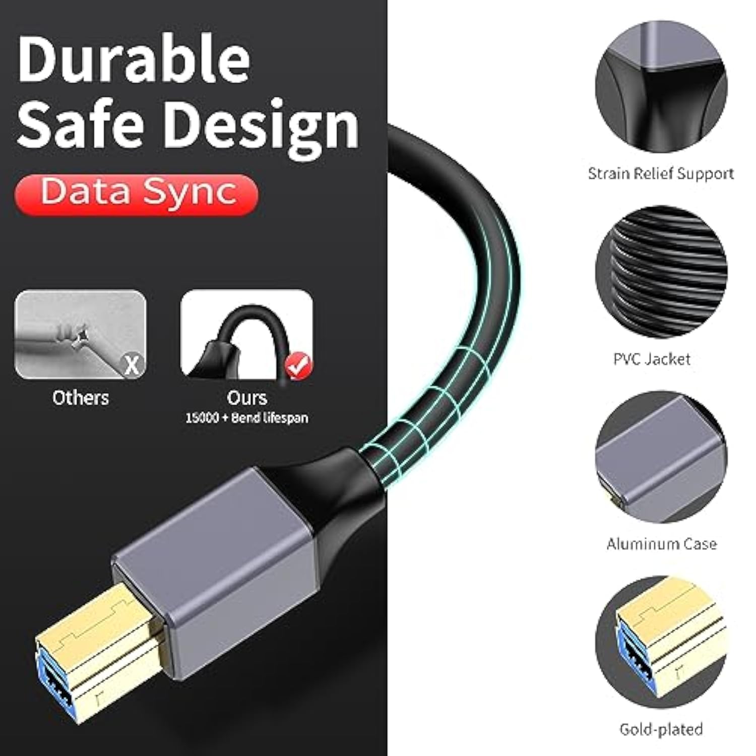Usb 3.0 Printer Cable 50Ft, Usb A To Usb B 3.0 Printer Cable, Usb 3.0 Type B P